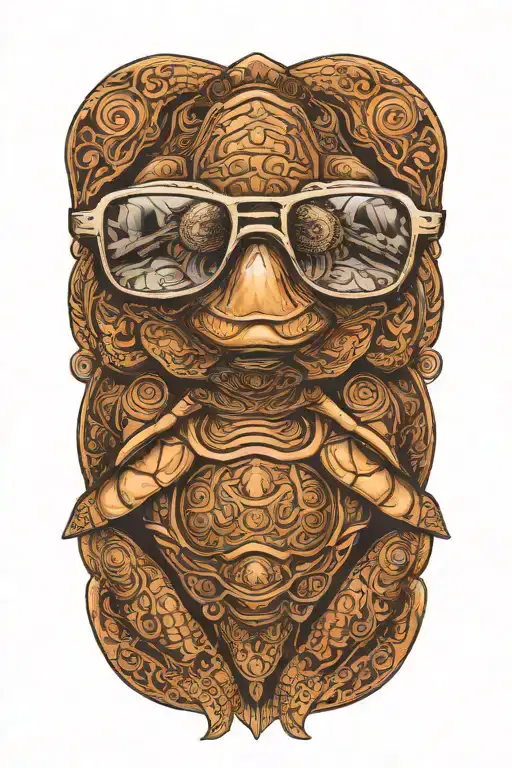 A Turtle Sunglasses On His Face While Sitting Alone