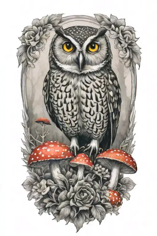 Owl Fly Agaric Mushroom