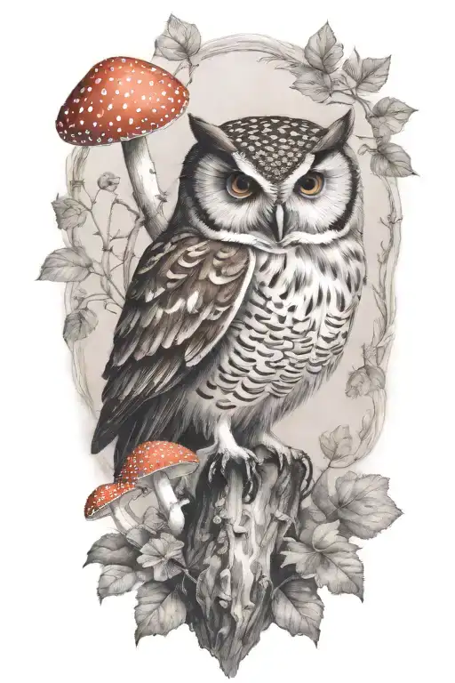 Owl Fly Agaric Mushroom