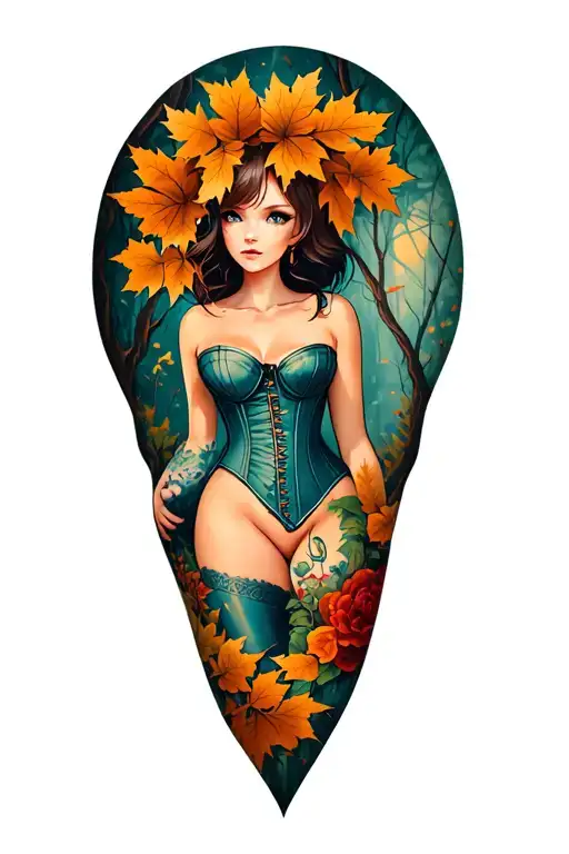 Autumn Forest Tattoo With Corset Tattoo With Pokemon