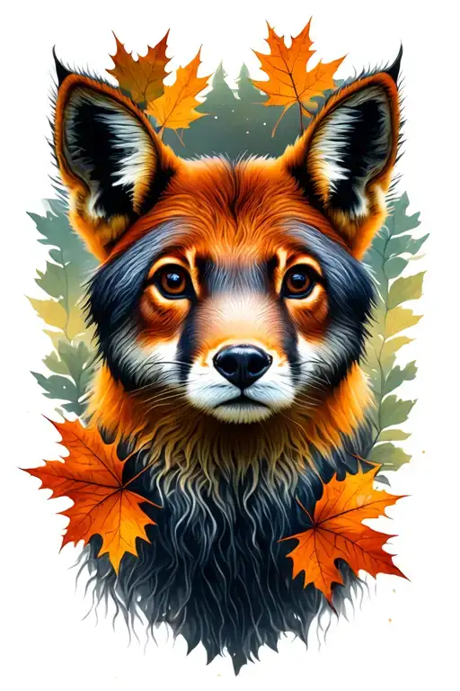 Autum Forset With Animals Peeking