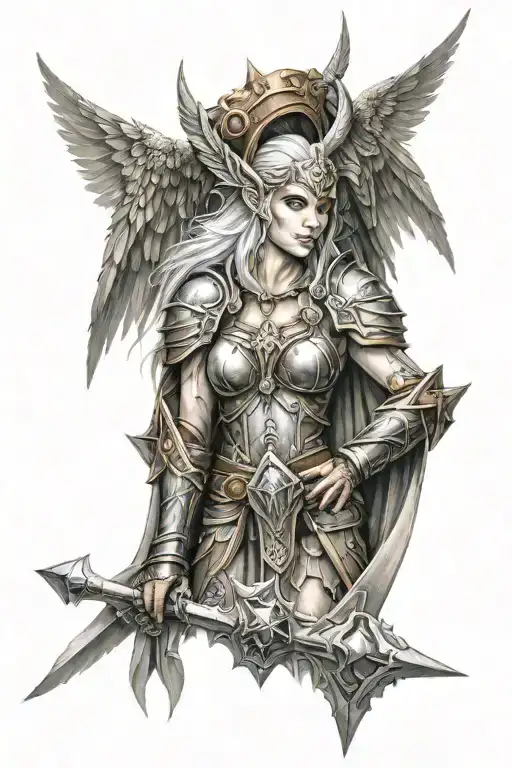 Female Valkyrie With Wings And Blood Elf Features And Details From World Of Warcraft