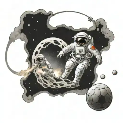 An Austronaut Playing Soccer In Space