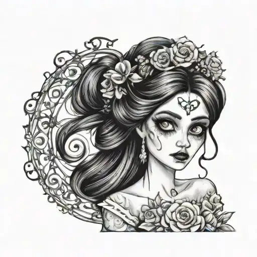 Emily Corpse Bride Wielding Big Eyes Long Black Hair
