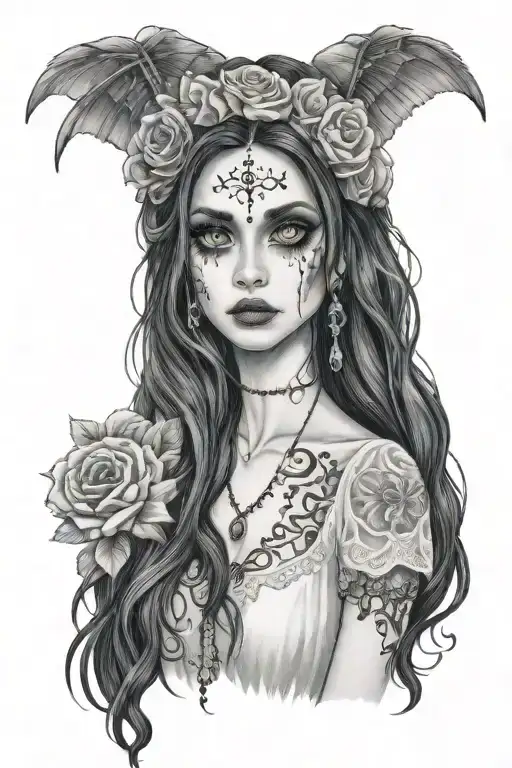 Emily Corpse Bride Wielding Big Eyes Long Black Hair Smudged Mascara