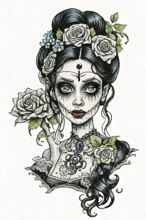 Emily Corpse Bride Wielding Big Eyes Long Black Hair Smudged Mascara And With Victor Van Dort