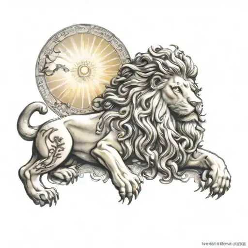 Leo Starsign With Zeus God Symbol And Sun Shining