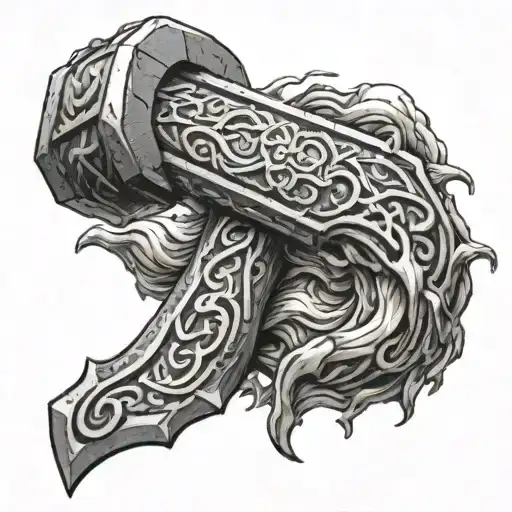 Thors Hammer Being Wrapped Around By Jorgmungand Looking Scary