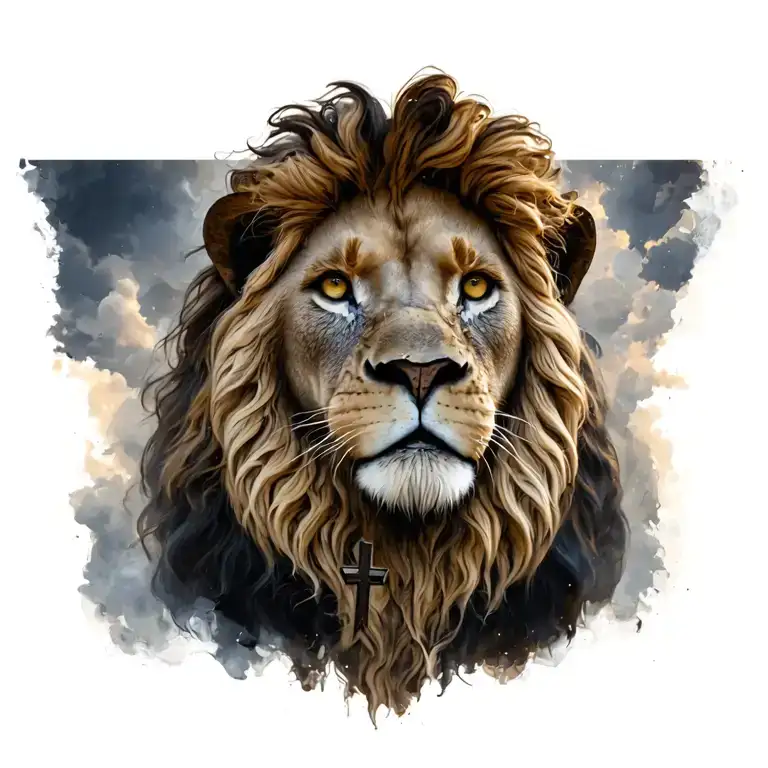 Lion Of Judah Overlayed With A Cross