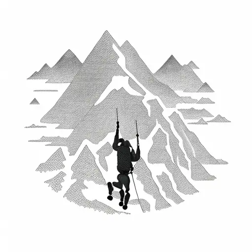 A Silhouette Of A Hiker Conquering A Mountain Peak Surrounded By A Dense Forest