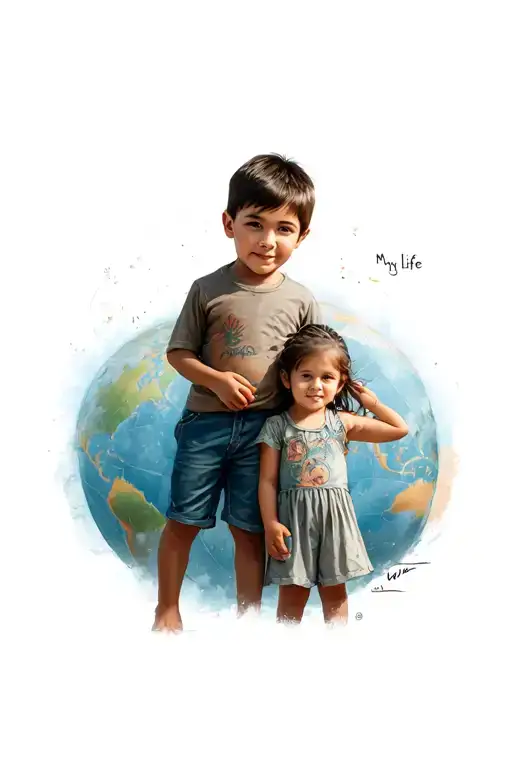 A Portait Of Of Two Boys And Little Girl That Says My Life And My World