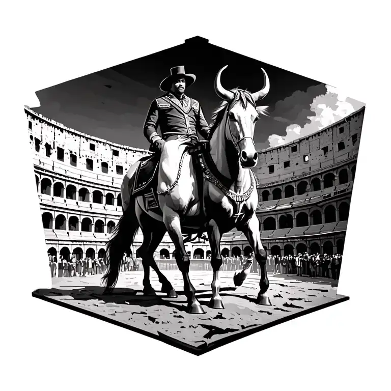 Matador And Toro In The Colosseum