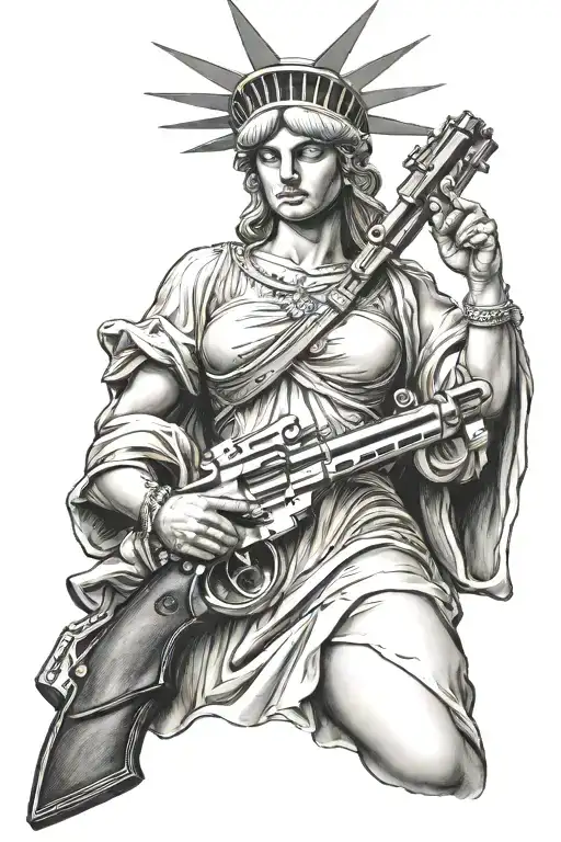 Sexy Statue Of Liberty With Gun In Hand