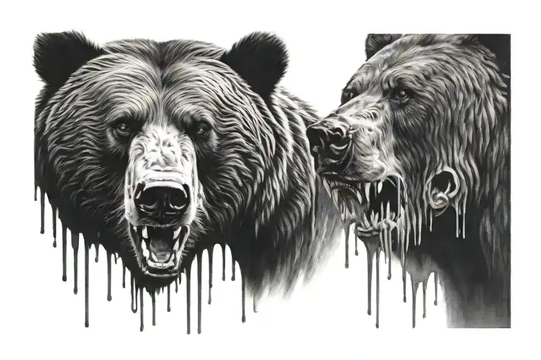 Bear Head And Bloody Teeth Shadowy Portraits