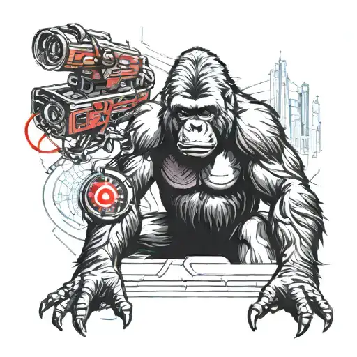Whole Gorilla Futuristic Red Laser Player In Action