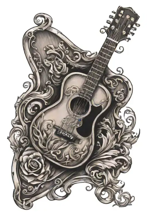 Beer Bottle With Acoustic Guitar