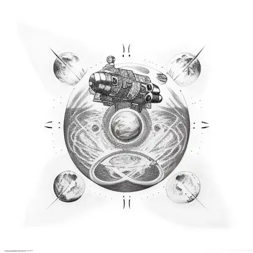 Space Related Forearm Sleeve Black And White