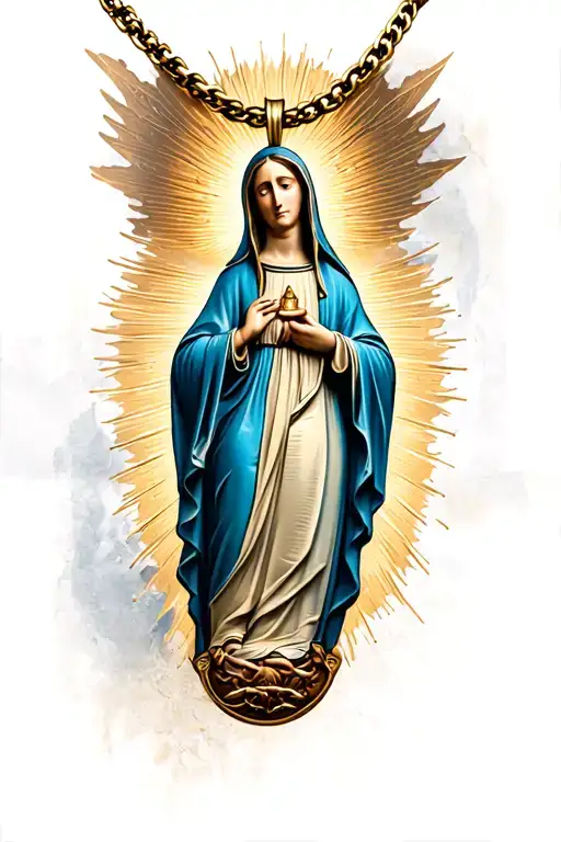 Virgin Mary Pendant Hanging Off The End