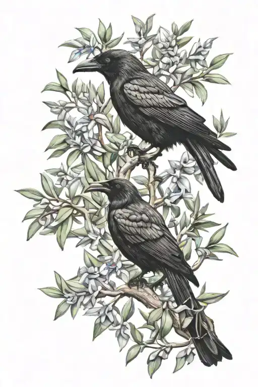 Crow In Olive Tree