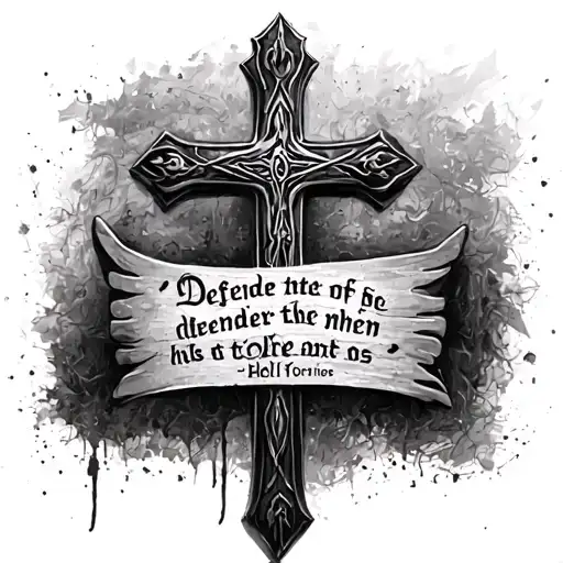 Cross And A Quote Saying Defender Of Men