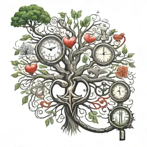 A Family Tree Intertwined With Medical Symbols Like A Stethoscope And Caduceus