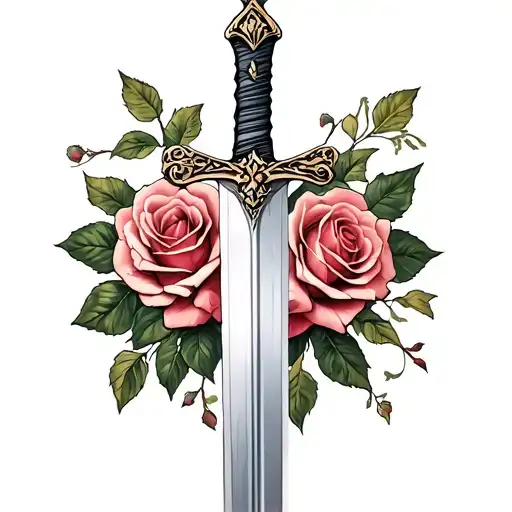 Sword Intertwined With Roses