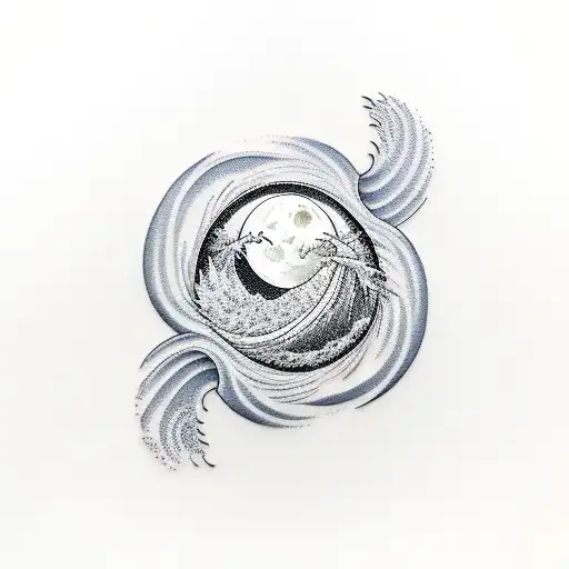 Full Moon Over Barrelling Wave