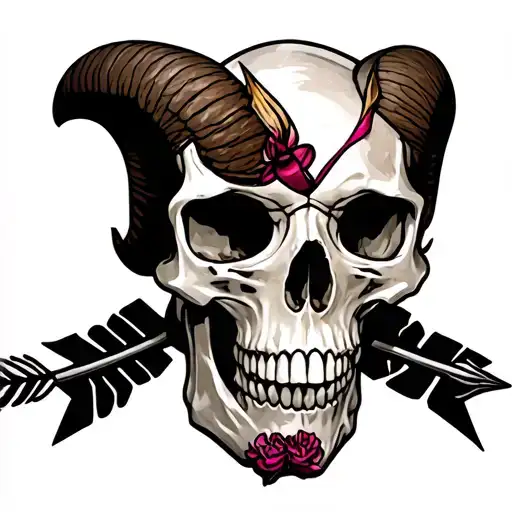 Aries Skull Sagittarius Arrow Cancer Ribbon