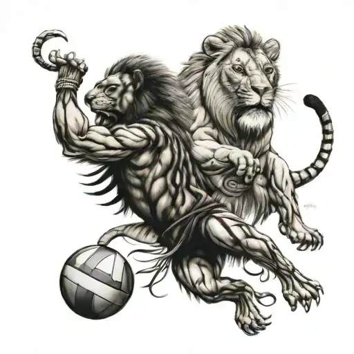 A Scorpion Playing A Sport With A Lion Referee Blowing