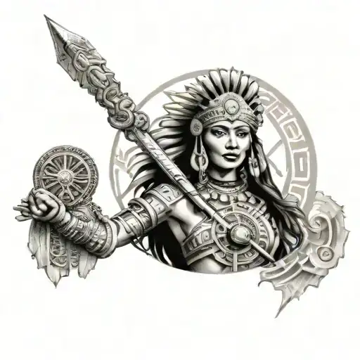 Aztec Princess Warrior W Aztec Calendar