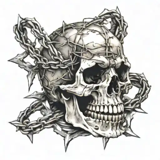 Skull With Barbed Wire