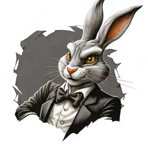 Bugs Bunny With A Black Suit And A Serious Look
