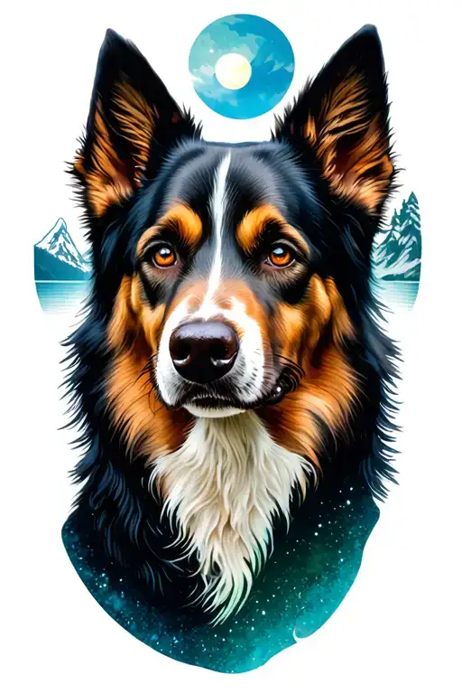 Dog Imprint With Mountains And Back Forests