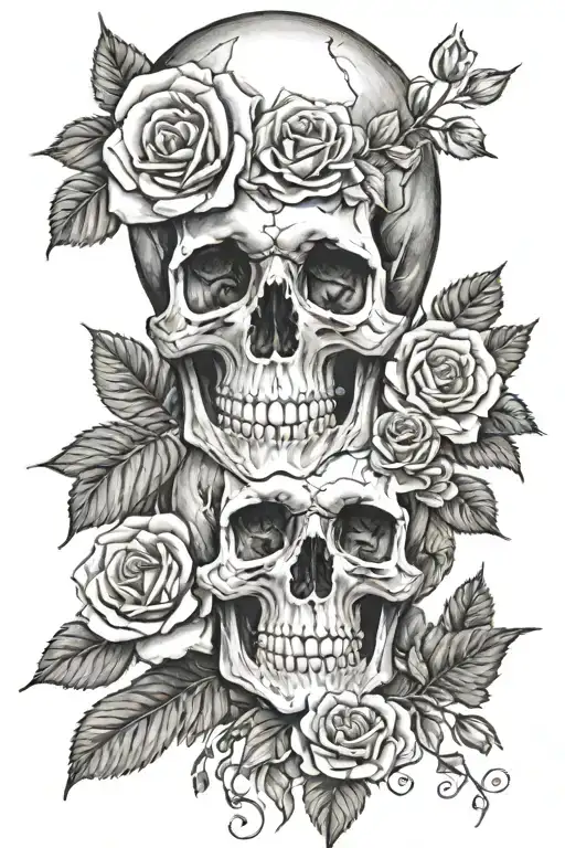 Skull And Roses Half Sleeve