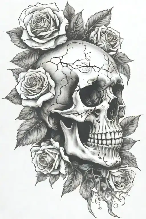 Skull And Roses Half Sleeve