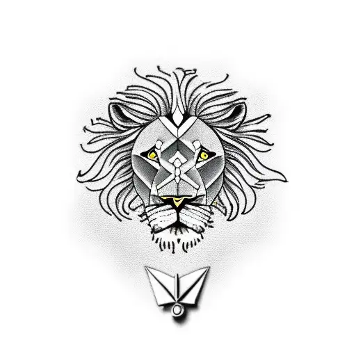 Lion And Flying Aeroplane And Compass