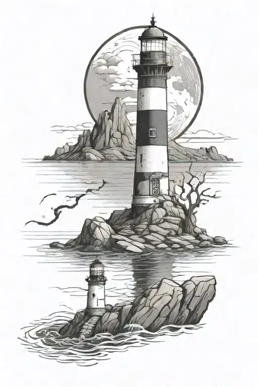 A Lighthouse On A Rocky Coast With A Giant Squid In The Ocean Below