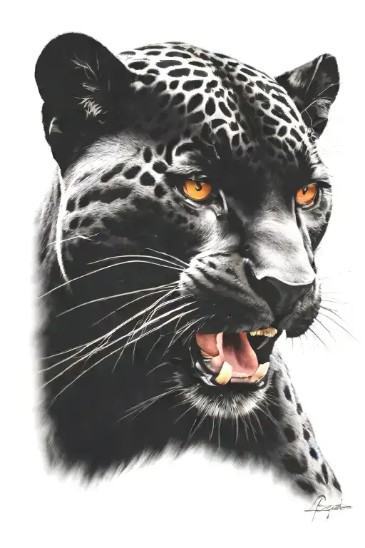Black Jaguar With Red Eyes Looking Right Side