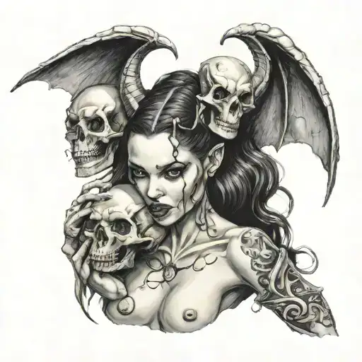 Succubus Holding A Skull
