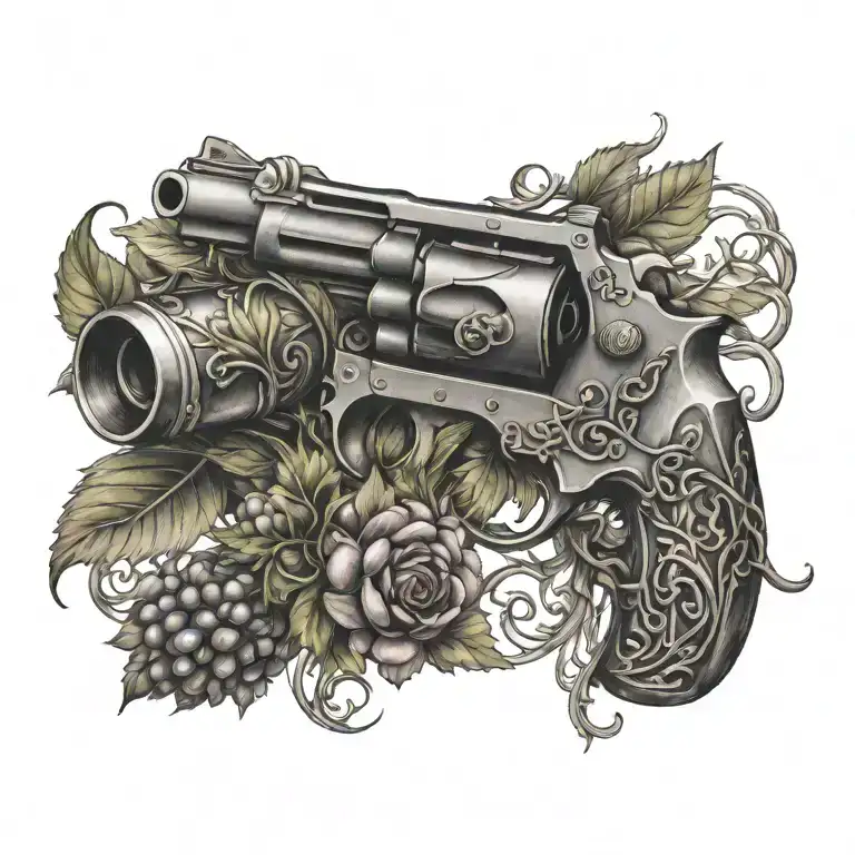 Grape Vine Wrapping A Revolver With Knot Work