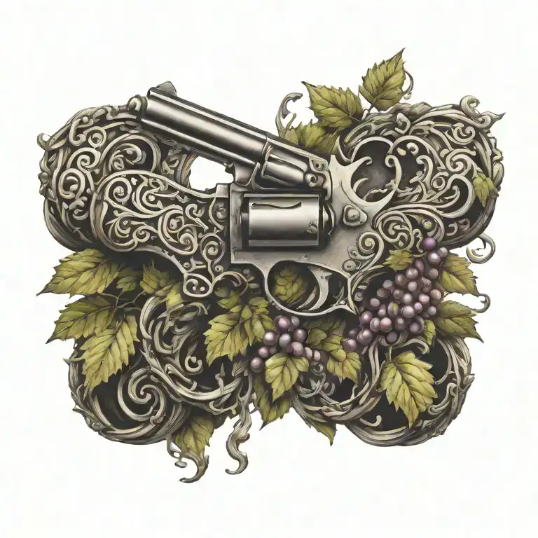 Grape Vine Wrapping A Cattlemen Revolver With Knot Work