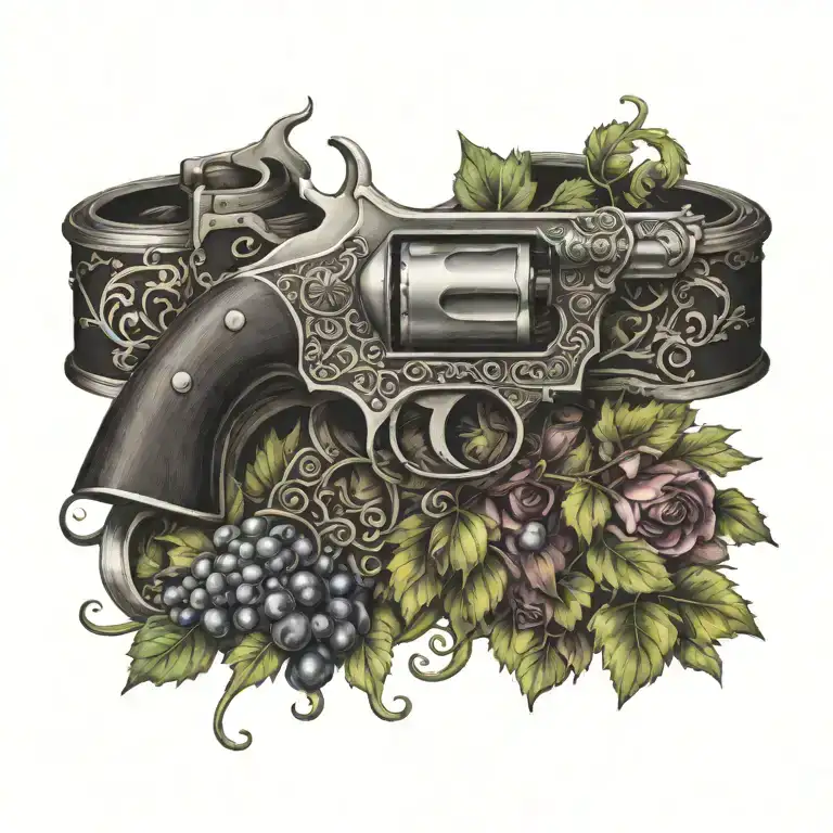 Grape Vine Wrapping A Cattlemen Revolver With Knot Work
