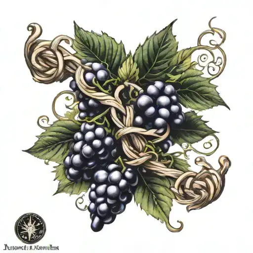 Grape Vine Wrapping A Hand Gernade With Knot Work