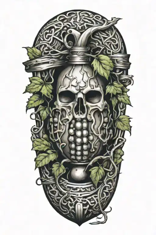 Grape Vine Wrapping A Hand Grenade With Knot Work