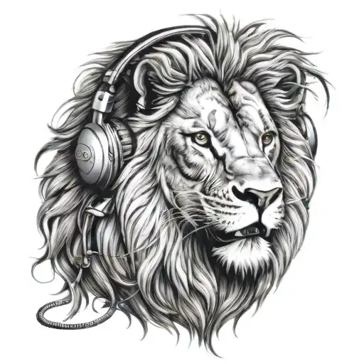 A Soccer Ball Morphing Into A Majestic Lion Wearing Headphones