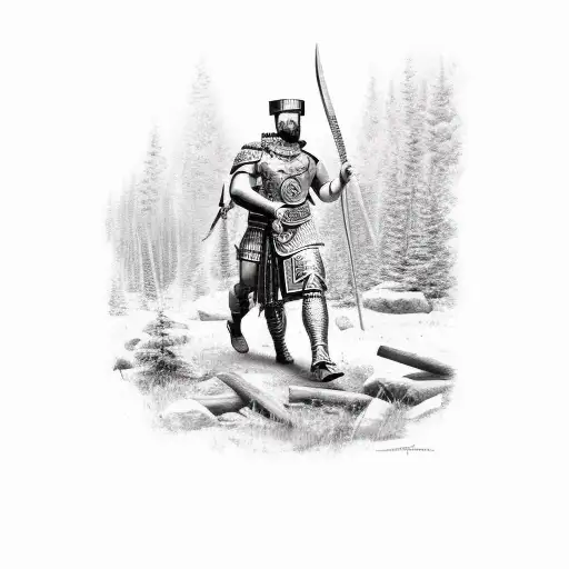 Roman Legionary Fighting In A Forest