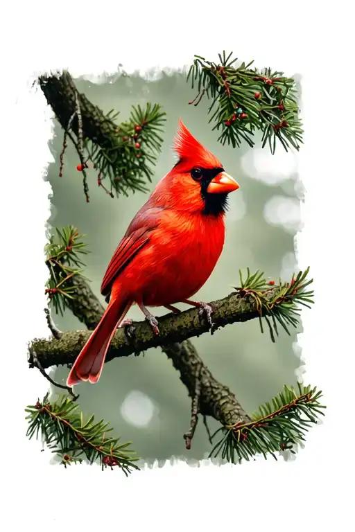 Cardinal Sitting In Trees