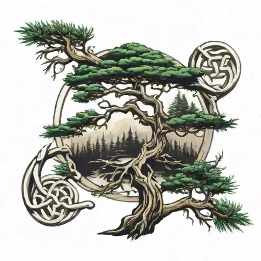 Celtic Knot And Pine Tree