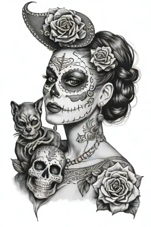 Harley Quin With Mexican Sugar Skull