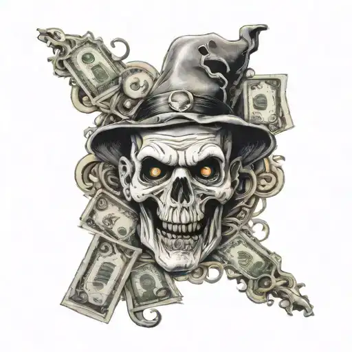 Money God Spooky Halloween Scene